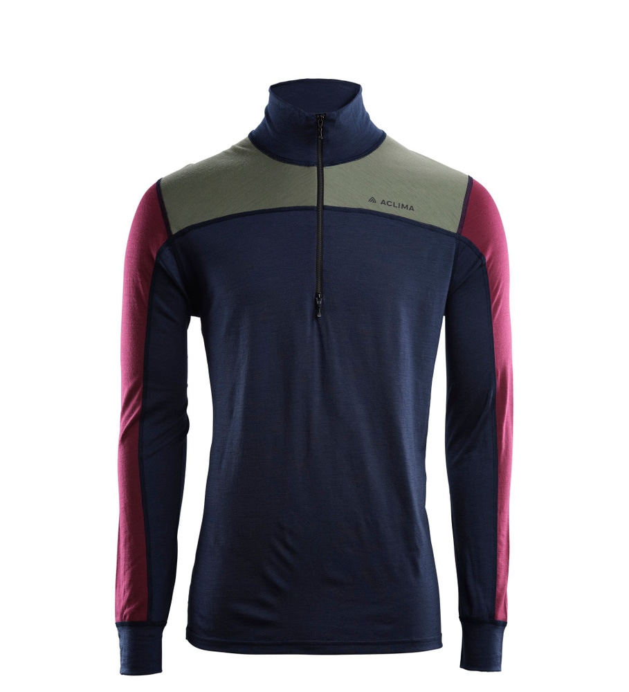 LightWool 140 reinforced Mockneck M's Navy Blazer/Ranger Green/Zinfandel, view: 0
