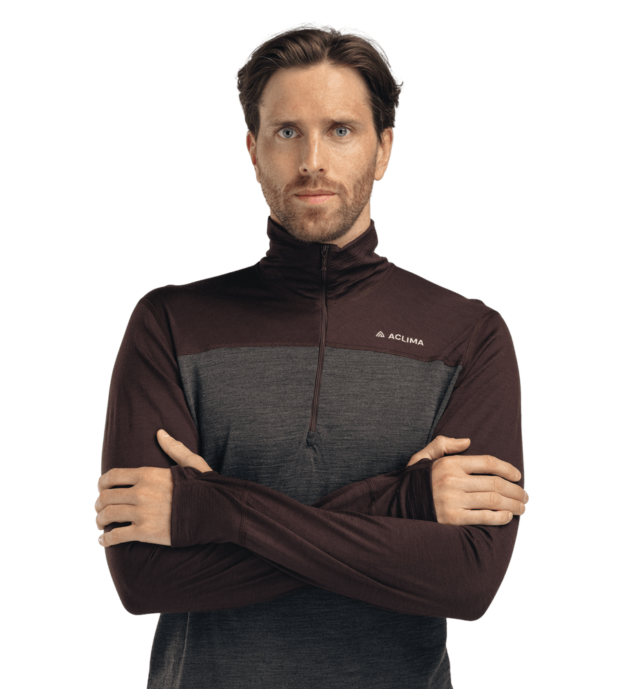 LightWool 180 Polo w/ zip M's Chocolate Plum/Marengo, view: 1