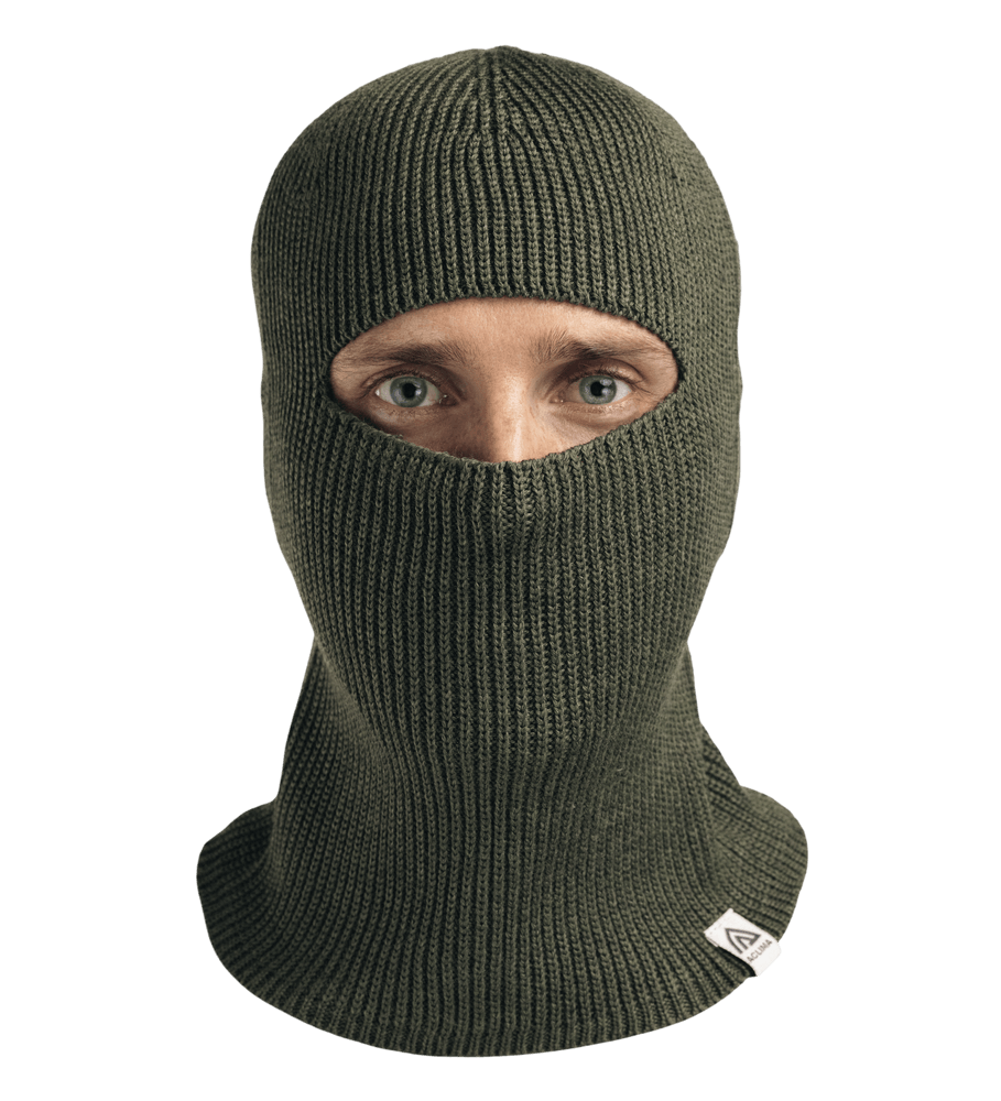 Flat Knit Balaclava Hat U Olive Night, view: 1