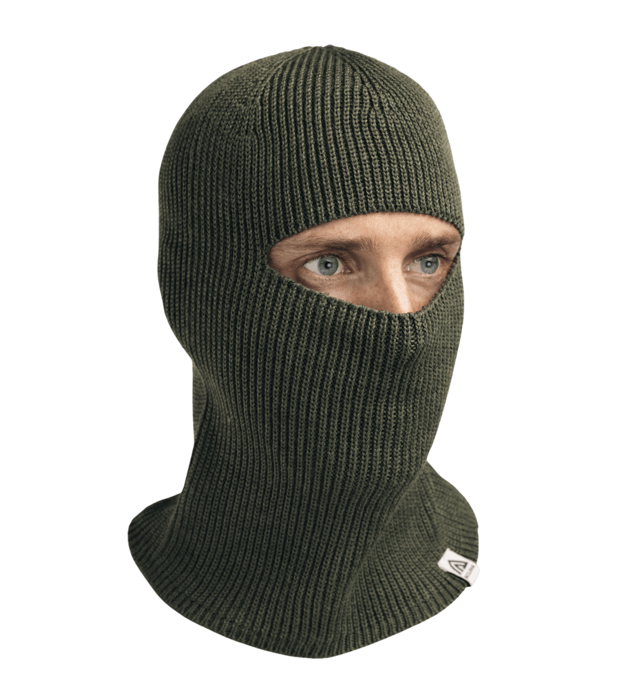 Flat Knit Balaclava Hat U Olive Night, view: 2