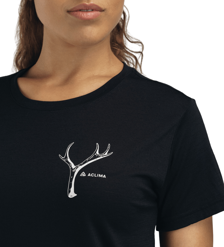 LightWool Tee Print Horn W's Jet Black, view: 2