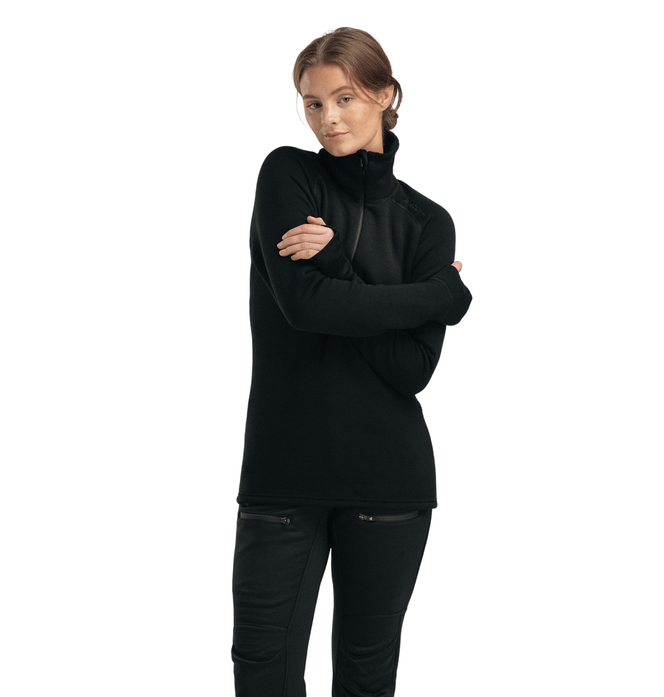 FleeceWool V2 Polo w/ zip W's Jet Black, view: 1
