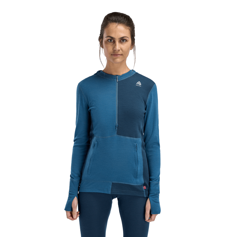 WarmWool Hoodsweater w/zip W's Blue Fusion/Midnight Navy, view: 1