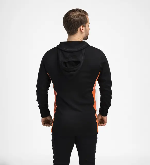 WarmWool hoodsweater w/zip M's Jet Black/Corsair/Gold Flame L 