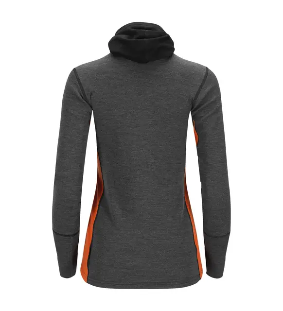 WarmWool hoodsweater w/zip W's Jet Black/Marengo/Gold Flame S 