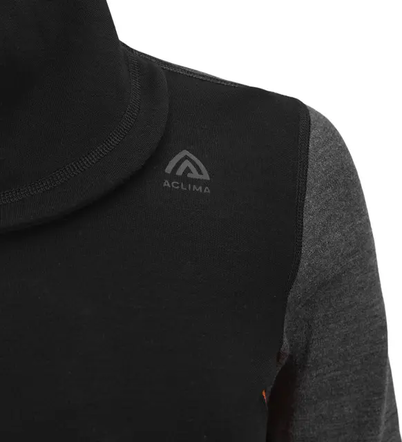 WarmWool hoodsweater w/zip W's Jet Black/Marengo/Gold Flame S 