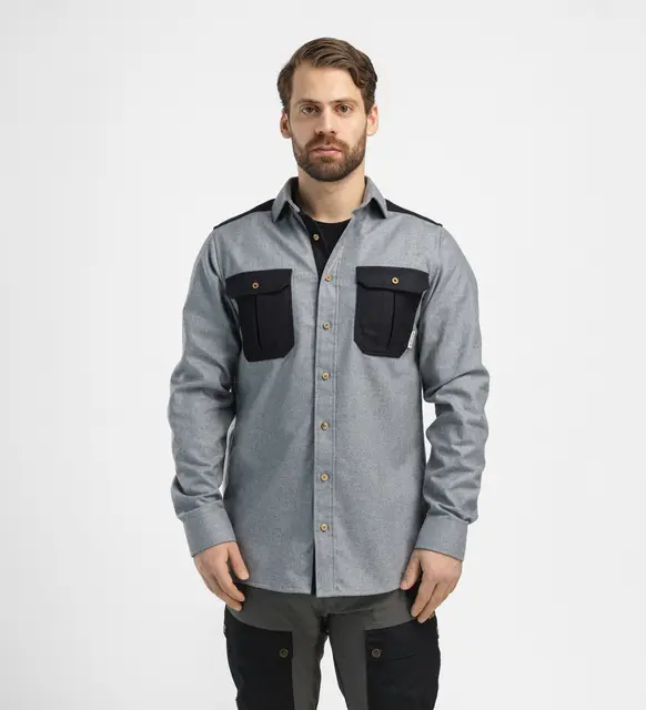 ReBorn woolshirt M's Light Grey/Dark Grey Melange XL 