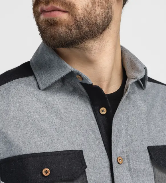 ReBorn woolshirt M's Light Grey/Dark Grey Melange XL 
