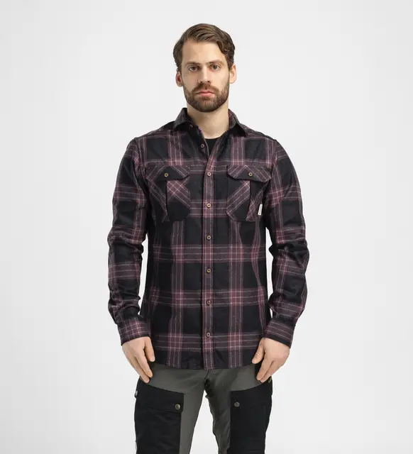 ReBorn woolshirt M's Check - Dark Grey/ Fudge XL 