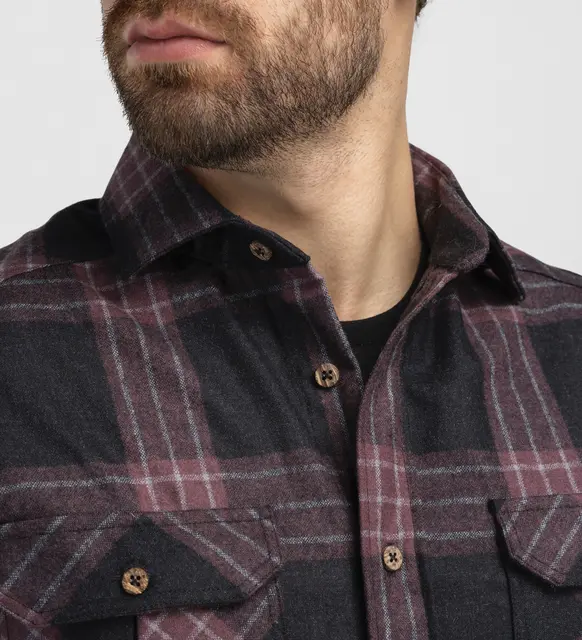 ReBorn woolshirt M's Check - Dark Grey/ Fudge XL 