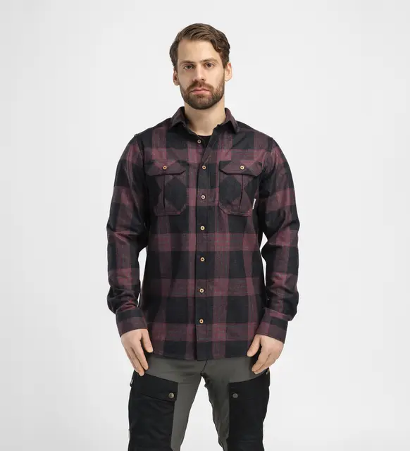 ReBorn woolshirt M's Check Dark Grey / Bordeau L 