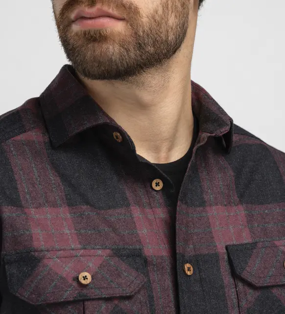 ReBorn woolshirt M's Check Dark Grey / Bordeau L 