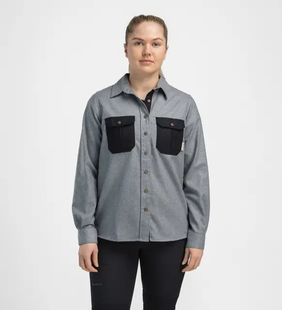 Reborn woolshirt W's Light Grey/Dark Grey Melange M 