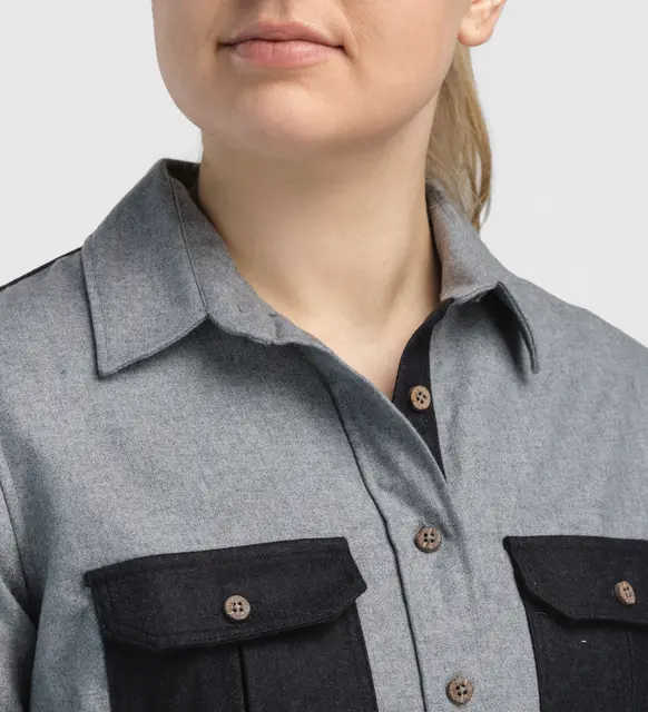 Reborn woolshirt W's Light Grey/Dark Grey Melange M 