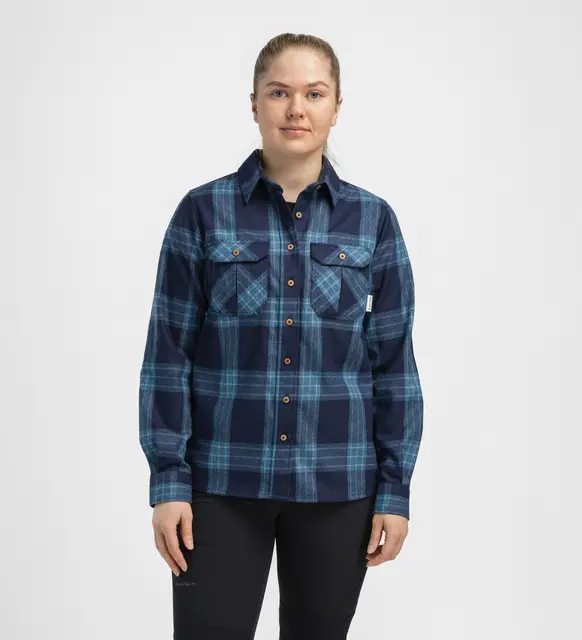 Reborn woolshirt W's Check Navy / Jeans M 