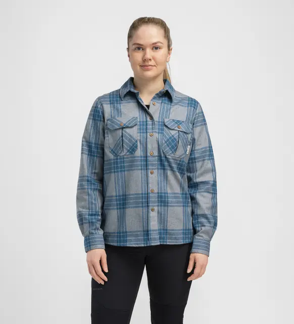 Reborn woolshirt W's Check Light Grey / Jeans S 