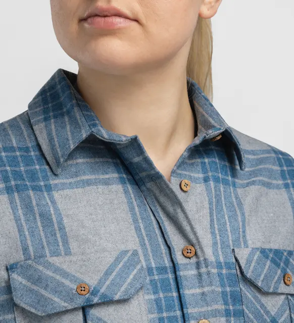Reborn woolshirt W's Check Light Grey / Jeans S 