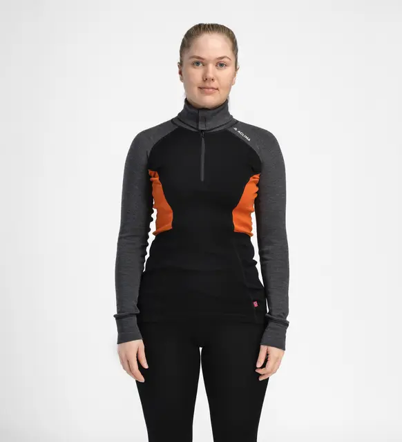 WarmWool polo W's Jet Black/Marengo/Gold Flame M 