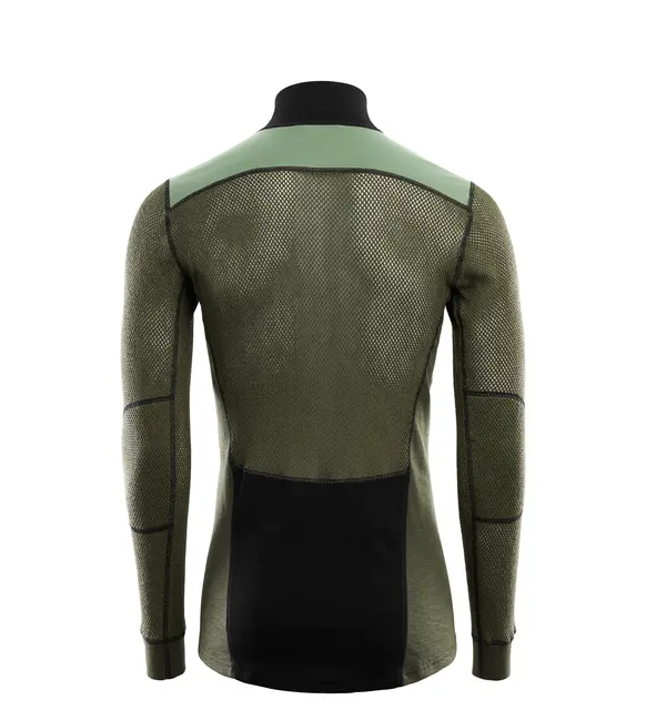 WoolNet Hybrid mockneck M's Jet Black/Olive Night/Dill S 