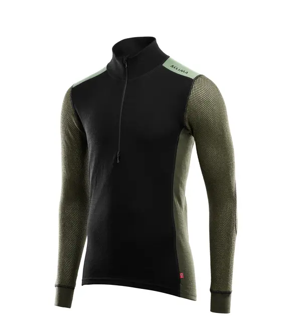 WoolNet Hybrid mockneck M's Jet Black/Olive Night/Dill S 