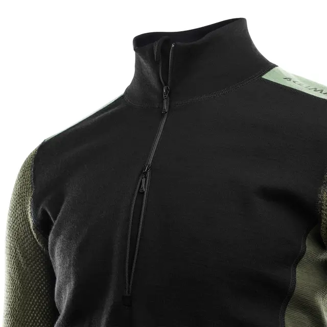 WoolNet Hybrid mockneck M's Jet Black/Olive Night/Dill S 
