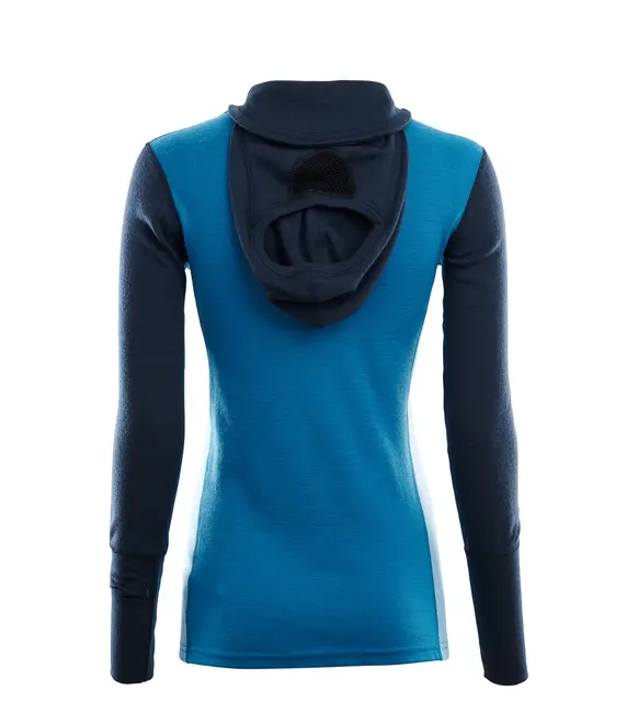 WarmWool hoodsweater w/zip W's Blue Sapphire/Navy Blazer/Azure Blue M 