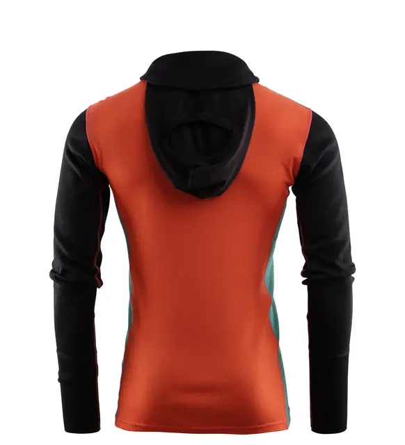 WarmWool hoodsweater w/zip M's Jet Black/Red Clay/North Atlantic M 