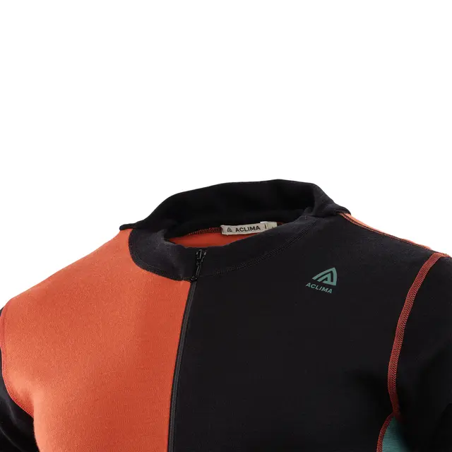 WarmWool hoodsweater w/zip M's Jet Black/Red Clay/North Atlantic M 