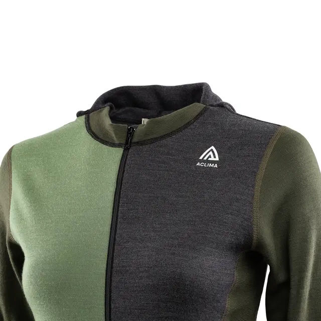 WarmWool hoodsweater w/zip W's Marengo/Olive Night/Dill S 