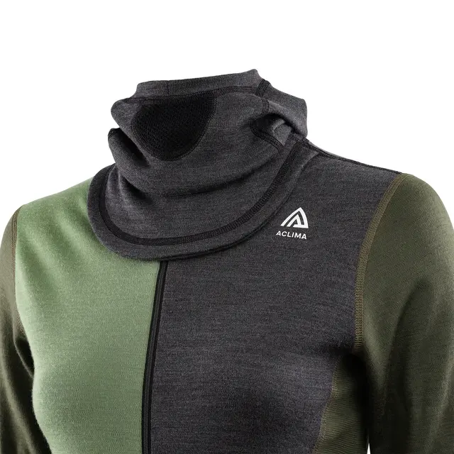 WarmWool hoodsweater w/zip W's Marengo/Olive Night/Dill S 