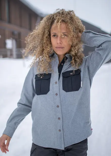 Reborn woolshirt W's Light Grey/Dark Grey Melange M 