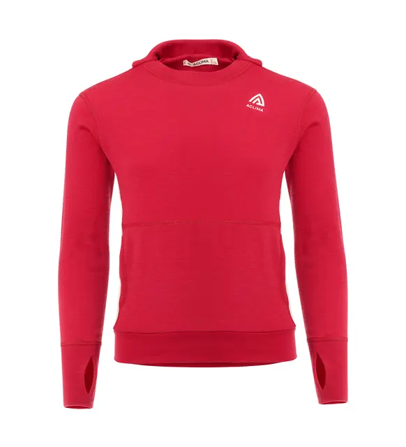 WarmWool hoodsweater Jr Jester Red / Beige Melange 160 