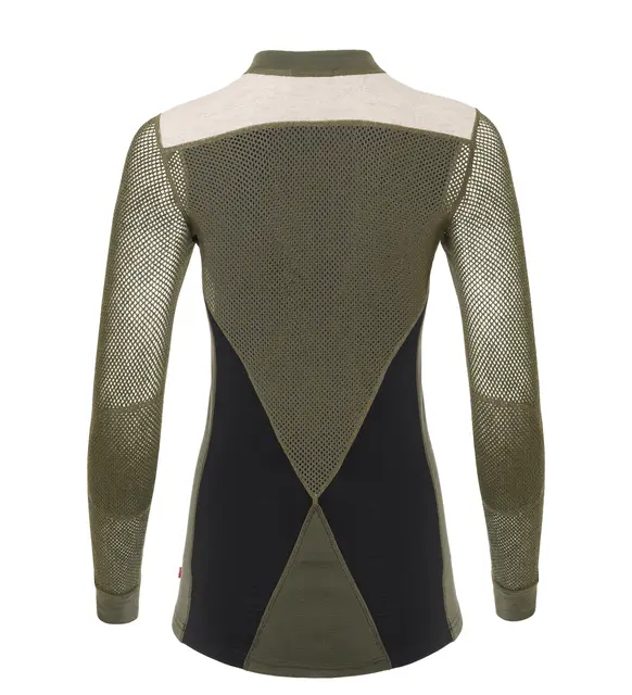 WoolNet Hybrid crewneck W's Jet Black / Olive Night / Beige Mel L 