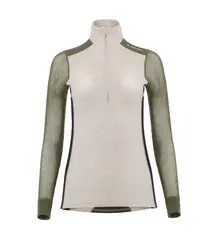 WoolNet Hybrid mockneck W&#39;s Beige Melange /Olive Night/Jet Black L