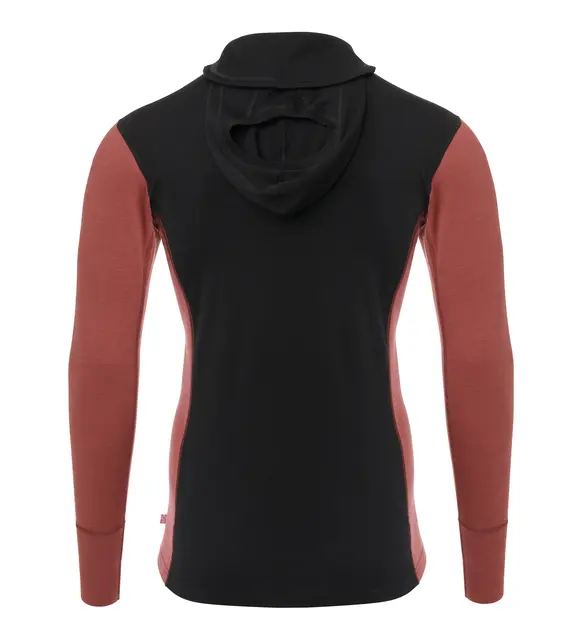 WarmWool hoodsweater w/zip M's Jet Black/Spiced Apple M 
