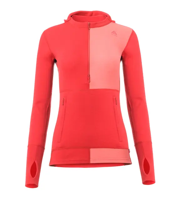WarmWool hoodsweater w/zip W's Jester Red/Spiced Coral/Spiced Apple XL 